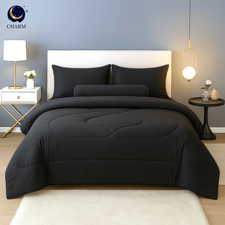 ชุดผ้าปูที่นอน 3.5 ฟุต 4 ชิ้น CHARM สี BLACK คอลเลคชั่น CLASSIC_6